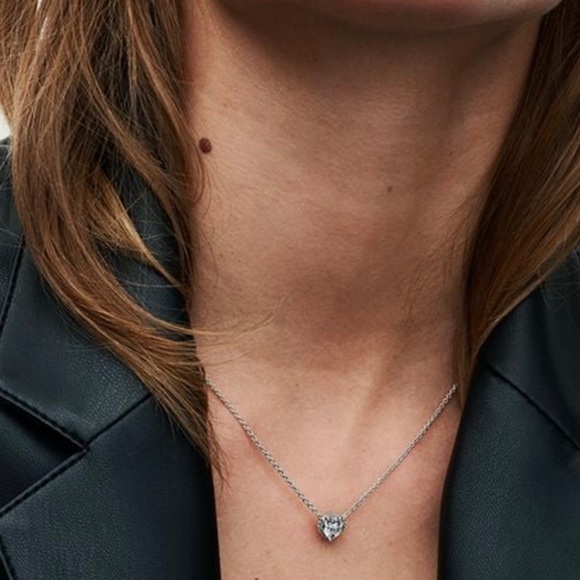 Authentic Pandora Sparkling Elevated Heart Necklace S925 ALE Sterling Silver NEW - Picture 2 of 10